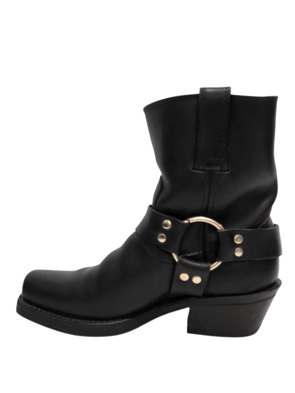 FRYE 8R Harness Short Boot Black Oiled Leather Western Cowgirl Moto Engineer - Picture 5 of 11